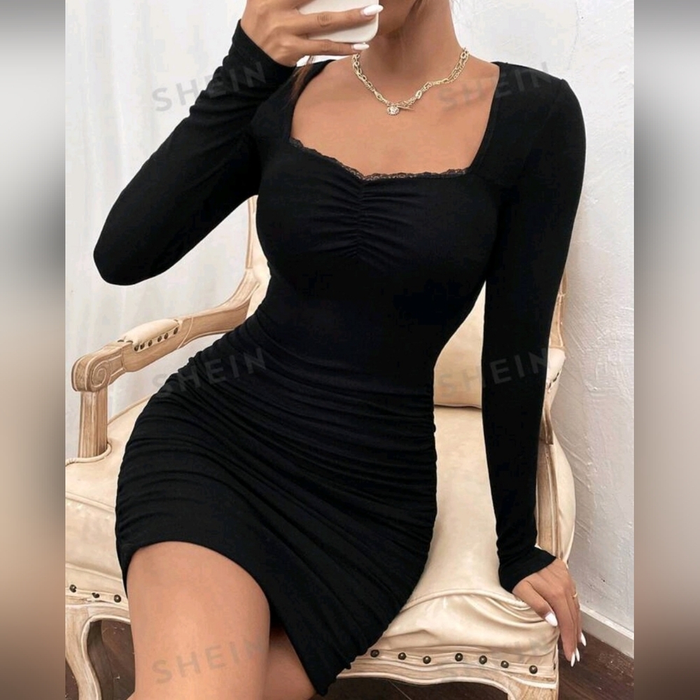 Shein Long-sleeved Black Dress